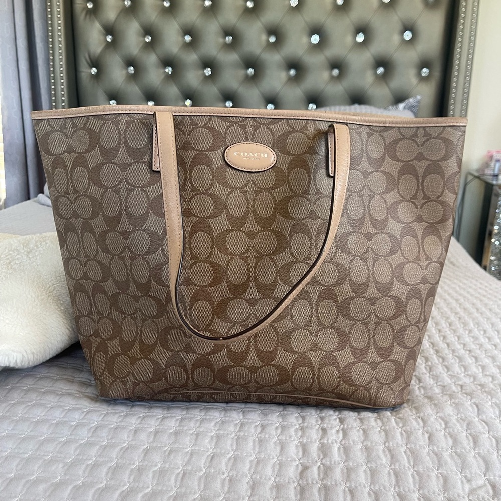 Coach Tan and Brown Signature Tote